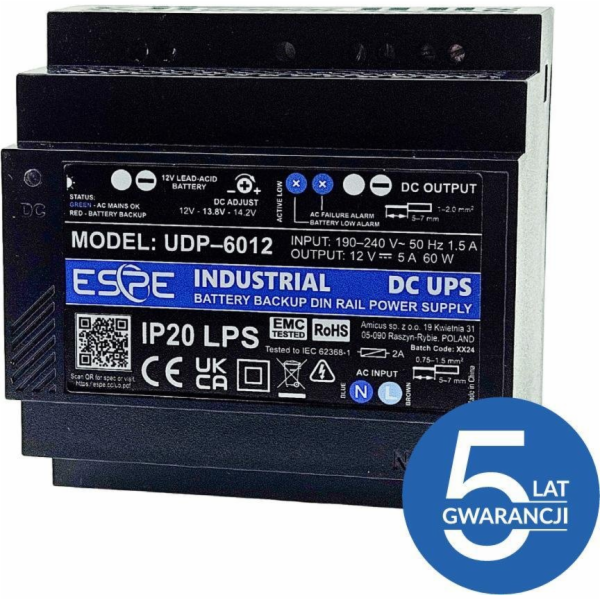 eSPe UDP-6012 12 V 60 W 5 A PŘEPÍNACÍ ZDROJ S VYROVNANÝM ...