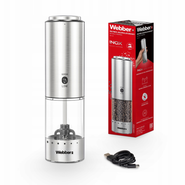 Webber ELEKTRICKÝ MLÝNEK NA PEPŘ A SŮL BATERIE USB MLÝNEK...
