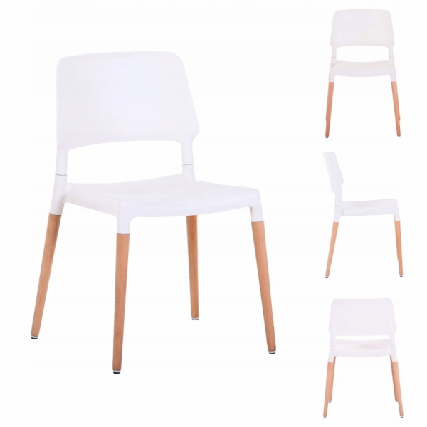 Fromm & Starck Moderní židle TARCENTO bílá + dřevěné nohy
