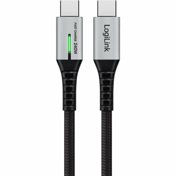 LogiLink USB-C 20 Gb/s, 240W 2,0m Opletený černý