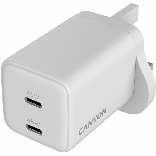 Canyon CU45AC GaN 45W 2xPD UK nástěnná nabíječka bílá