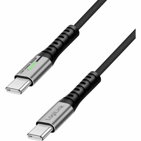 LogiLink USB-C 20 Gb/s, 100W 1,5m opletený černý