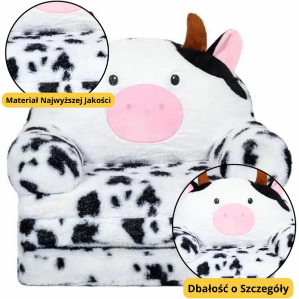LeanToys Polohovací křeslo Cow pro děti, 3 úrovně, černob...