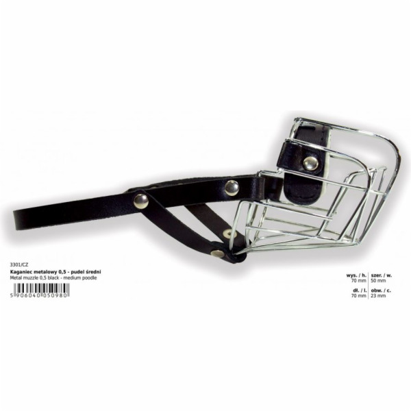 Dino Kovový náhubek - 0,5 středního pudla