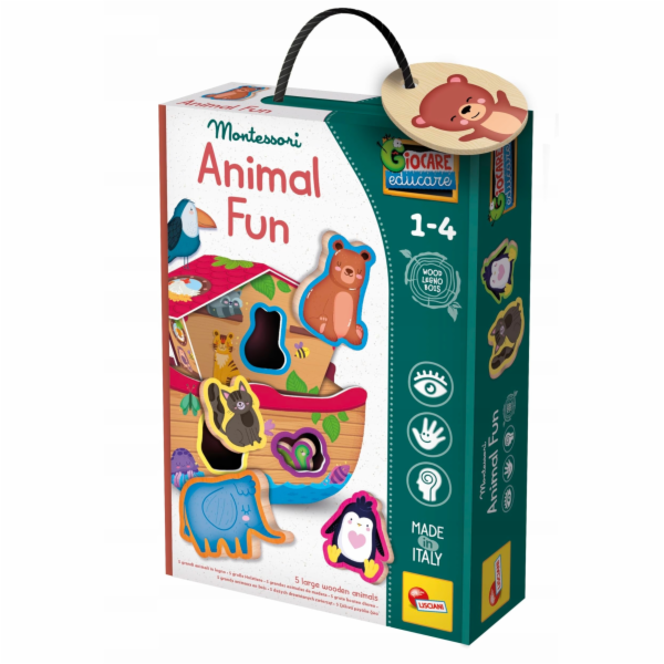 Lisciani MONTESSORI DĚTSKÉ DŘEVO ZVÍŘATA ZÁBAVA