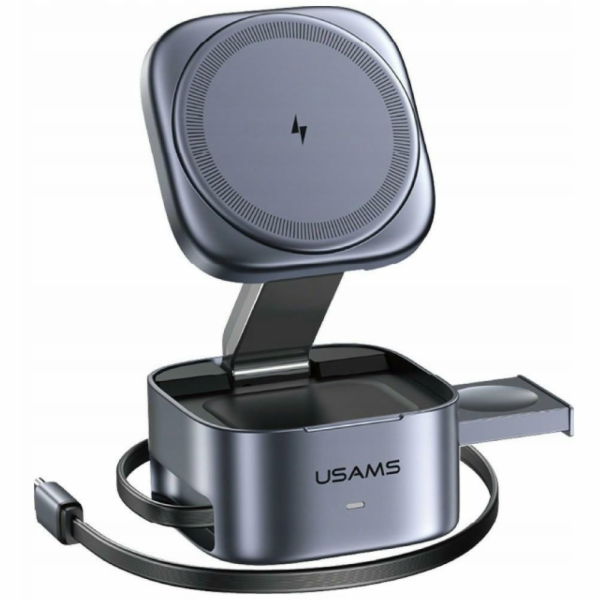 Usams Indukční nabíječka CD257 Qi2 3 v 1, matná