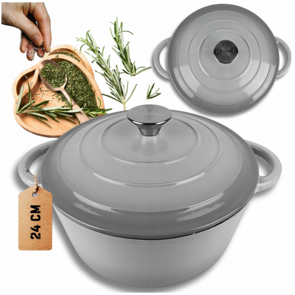 Atusa Litinový smaltovaný hrnec 24 cm 4 l, šedý