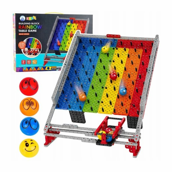 LeanToys Duhová desková hra s bloky, kuličková dráha, skl...