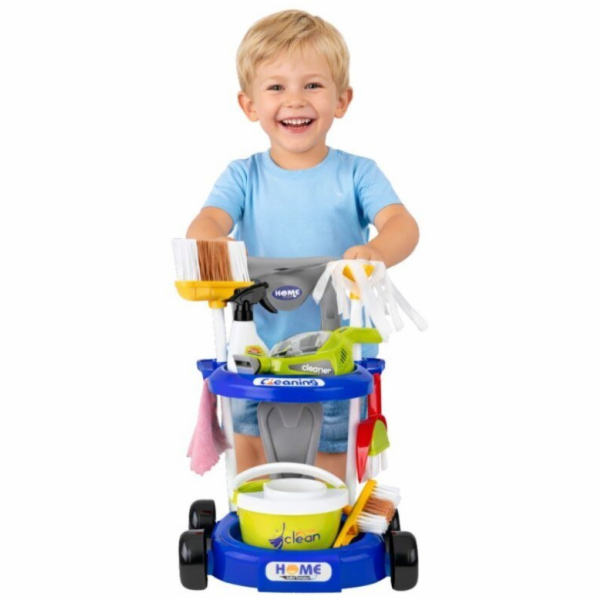 LeanToys Dětská úklidová sada s interaktivním vozíkem a p...