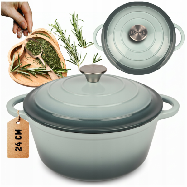 Atusa Smaltovaný litinový hrnec 24 cm 4 l HAGE Mořská sůl