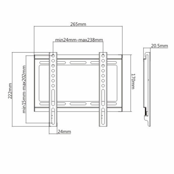 KL22G-22F/Fixní držák TV KL22G-22F, 23"-
