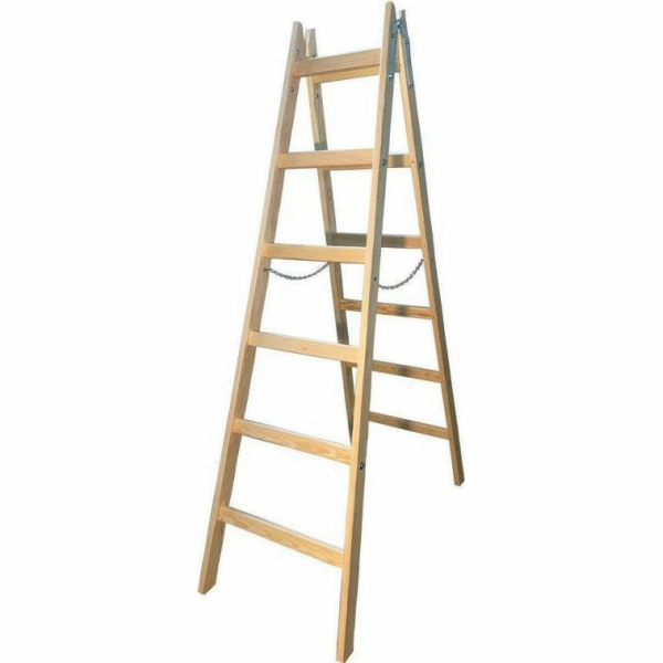AWTools Dřevěný žebřík AWTOOLS 2x 6 schodů 150 kg