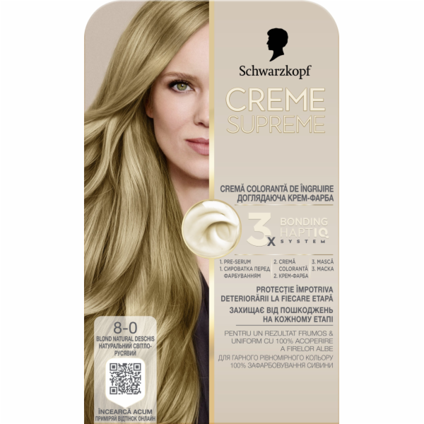 Schwarzkopf Creme Supreme barva na vlasy odstín 8-0 Příro...
