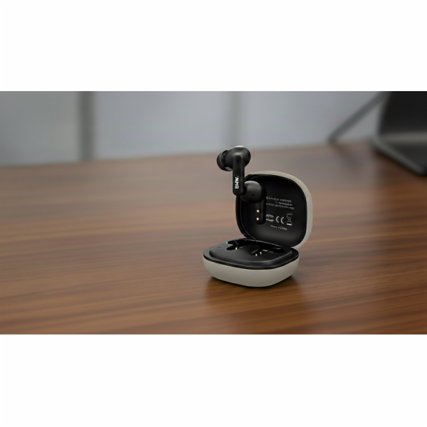 BMW TWS Bluetooth sluchátka kožené kovové logo ENC taupe