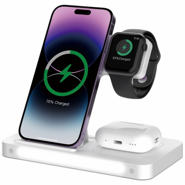 DEVIA 3-v-1 Smart 15W indukční nabíječka bílá s lampou