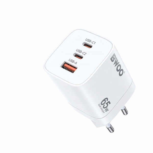 BWOO Nabíječka do zásuvky 65W PD CDA147 2x USB-C 1x USB bílá