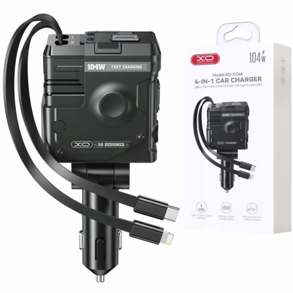 XO Autonabíječka CC66 104W 1x USB 1x USB-C černá s kabele...