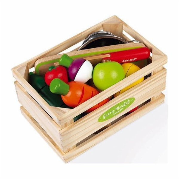 Janod Dřevěná bedna se zeleninou a ovocem na krájení a př...