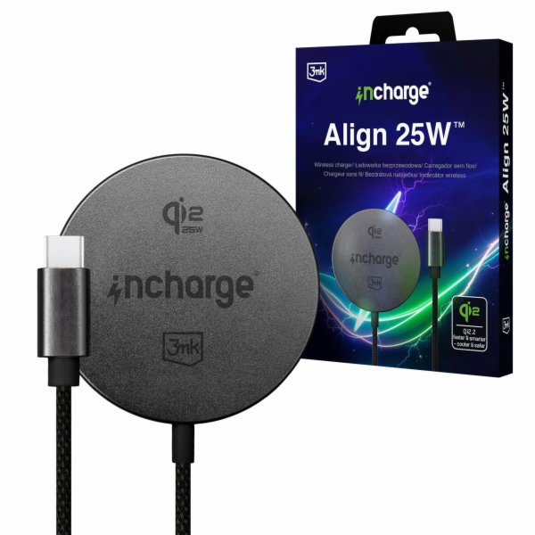 3MK Nabíječka Incharge Align Qi2.2 25W pro Apple, černá