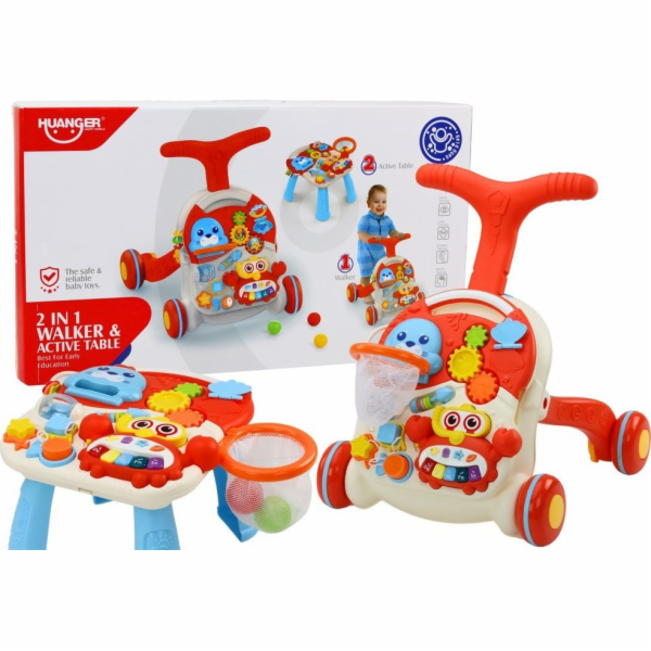 LeanToys Interaktivní vzdělávací posunovací stůl 2v1 červený