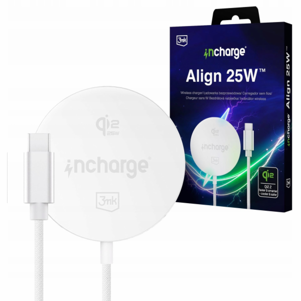 3MK Nabíječka InCharge Align Qi2.2 25W pro Android, bílá