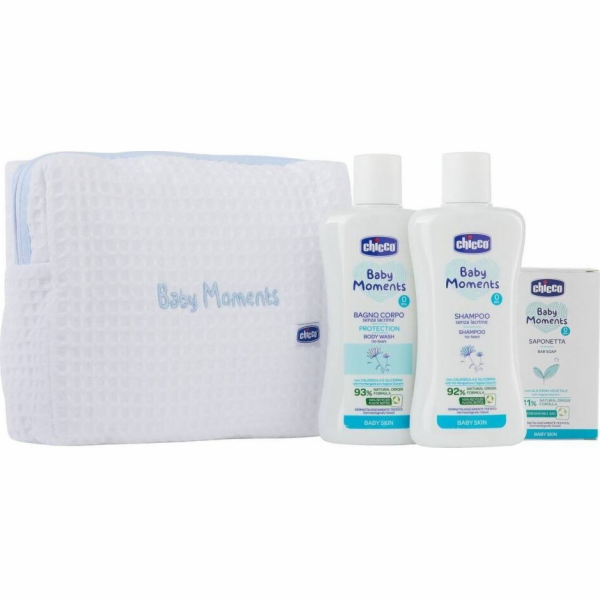 Chicco Baby Moments Blue sada pěna do koupele 200ml + šam...