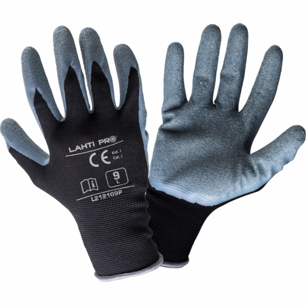 Lahti Pro Latexové rukavice , černé a šedé, l212109p, 12 ...