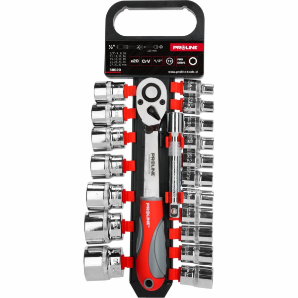 PRO Sada 20 ks nástrčných klíčů , CRV, 1/2", 8-32 mm, pro...