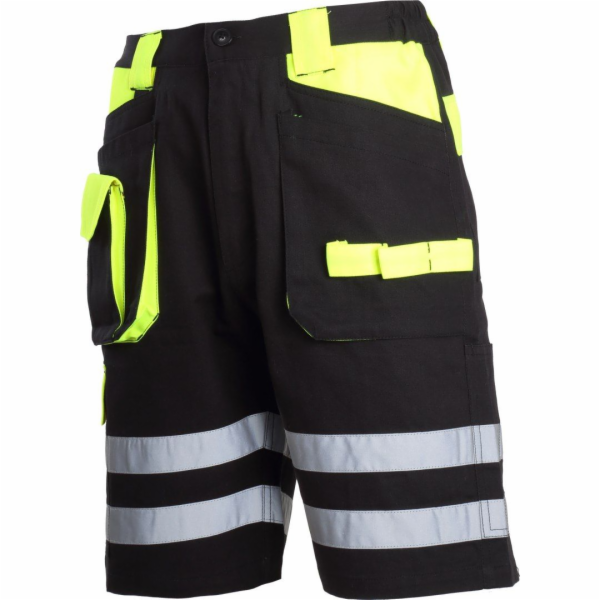 Lahti Pro KRÁTKÉ KALHOTY ČERNO-ŽLUTÉ, 100% BAVLNA S REFLE...