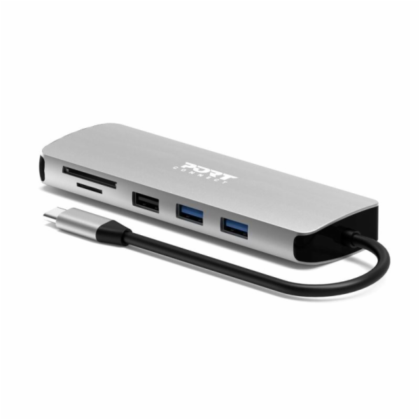 PORT CONNECT USB-C 1× 4K dokovací stanice, 9v1, hliníková...