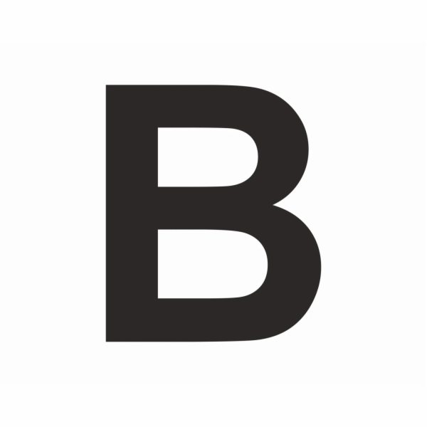 Samolepka "B" Černá PVC fólie o výšce 6 cm