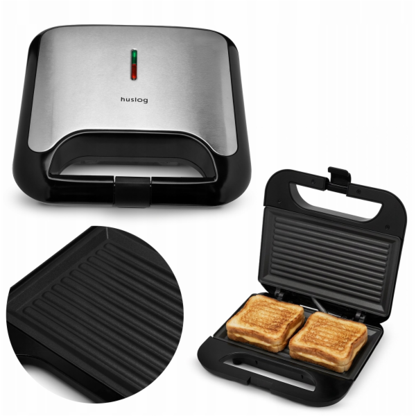 Aigostar Sendvičovač Huslog stříbrný 750W GentleBite