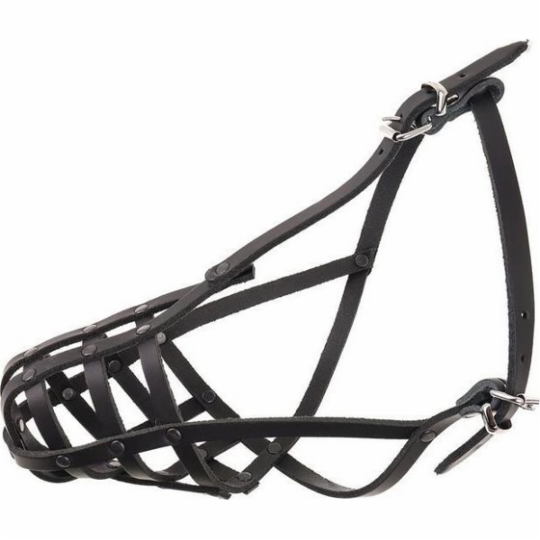 Dino Kožený nýtovaný psí náhubek pro jezevčíky