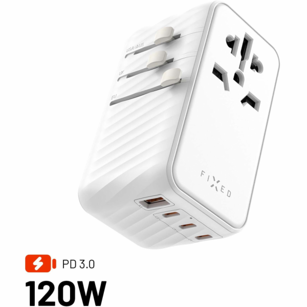 Fixed Pevný cestovní adaptér Voyager70W bílý