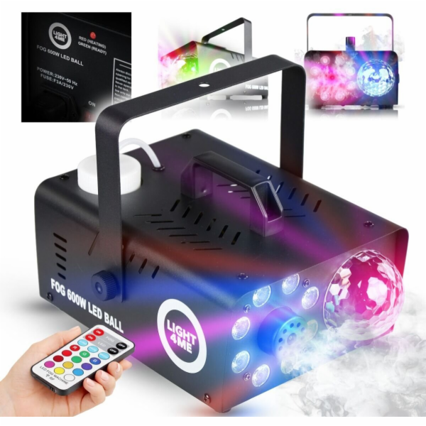 LIGHT4ME Fog 600W LED Ball - generátor kouře a mlhy s efe...