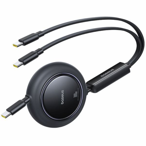 Baseus 2-v-1 USB-C 100W navíjecí kabel 1,2 m - černý 2-v-...