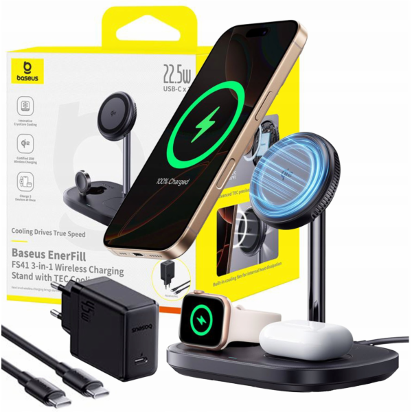 Baseus Nabíječka Baseus EnerFill FS41 3 v 1 indukční nabí...