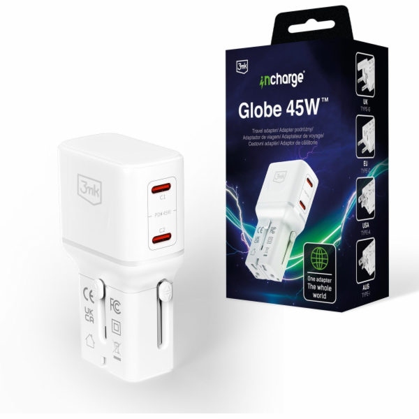 3MK Nabíječka 3mk incharge® Globe 45W™ 2C PD QC4+ PPS SCP...
