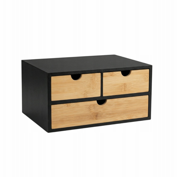 NoName Bambusový organizér na stůl HEGO, 16 cm, 3 zásuvky