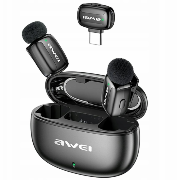 Awei Bezdrátový mikrofon AWEI MK5 Duo Ai-Voice černý