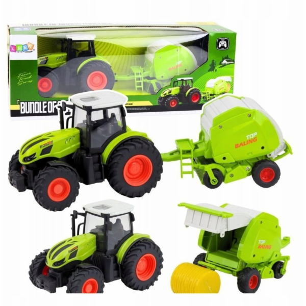 LeanToys Dálkově ovládaný RC zemědělský traktor s lisem 1:24