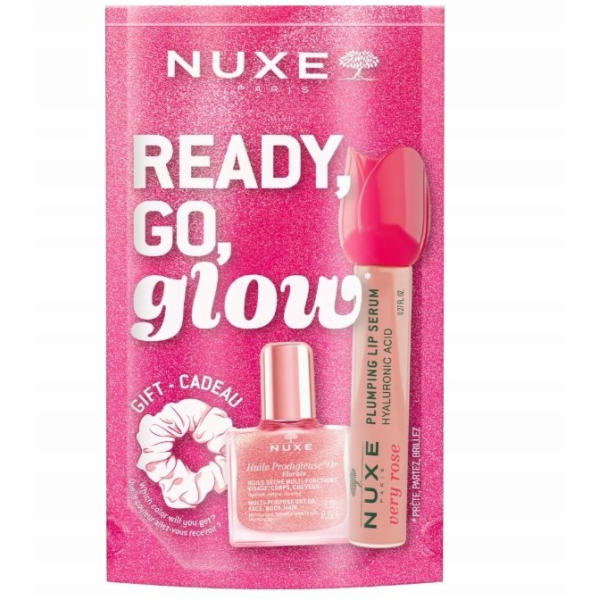 Nuxe NUXE_SET Glow On The Go Pink suchý olej 10ml + lesk ...