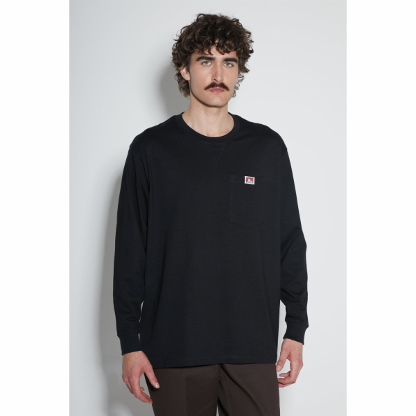Adidas Černé tričko Ben Davis LS Heavy Duty s kapsou