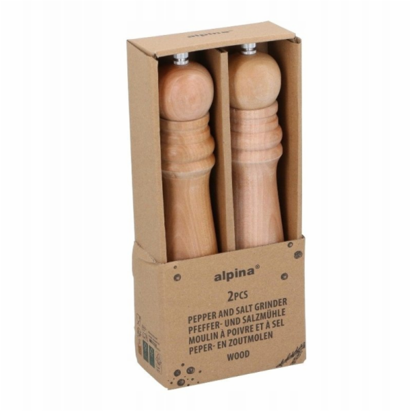Alpina - Sada dřevěných mlýnků na pepř a sůl 25 cm (2 kusy)