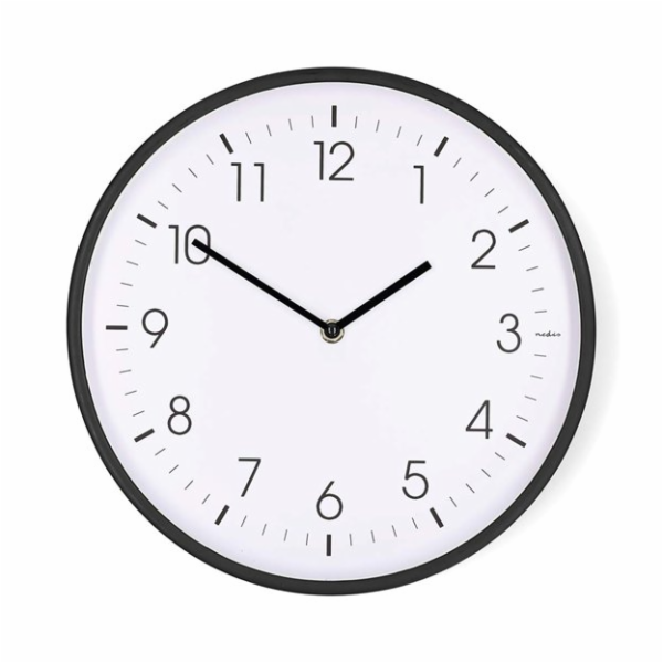 Nedis CLWA1226BK - Nástěnné hodiny | Průměr: 300 mm | Pla...