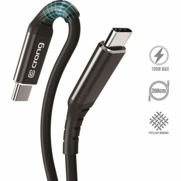 Crong Kabel USB-C - USB-C 2 m černý (CRG-AL200USCC-BLK)