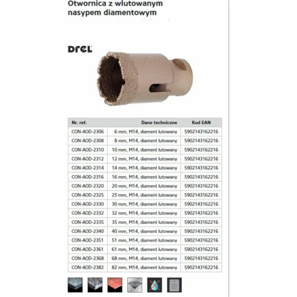 Drel DREL CROWN M14 S PÁJENÝM DIAMANTOVÝM DÝCHÁNÍM 16MM C...