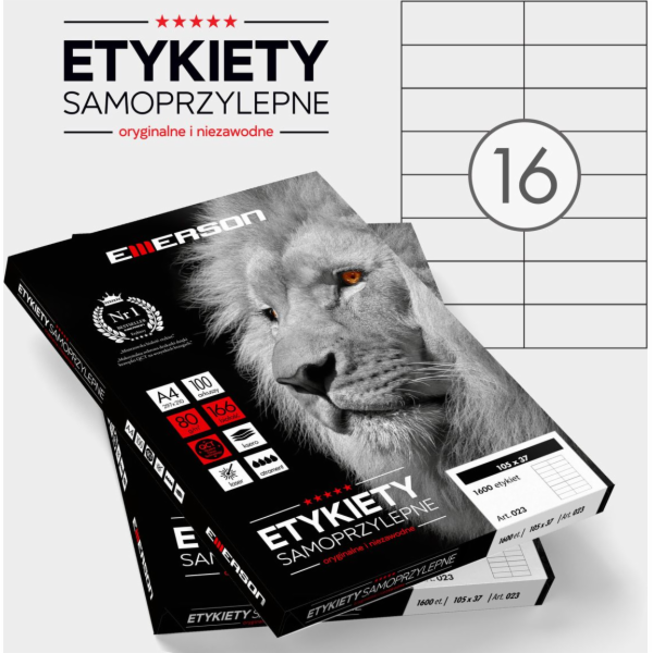 Emerson ETIKETY 105 X 37,0 MM. 16 KS/A4 EMERSON UNIVERSAL