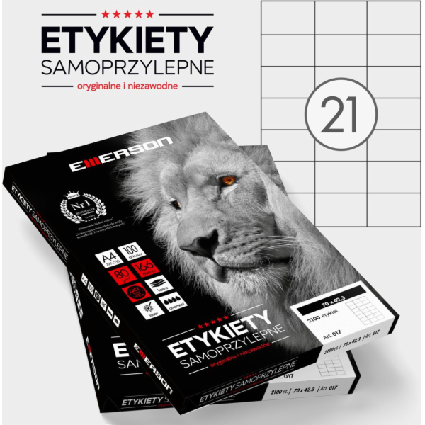 Emerson ŠTÍTKY 70 X 42,3 MM. 21 KS/A4 EMERSON UNIVERSAL