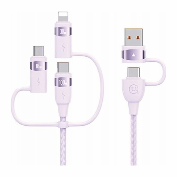 Usams Kabel USB-A - 2x USB-C + Lightning + microUSB, 2 m,...